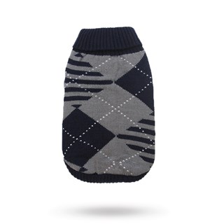 Blå/grå Diamond Sweater - Stickad Hundtröja