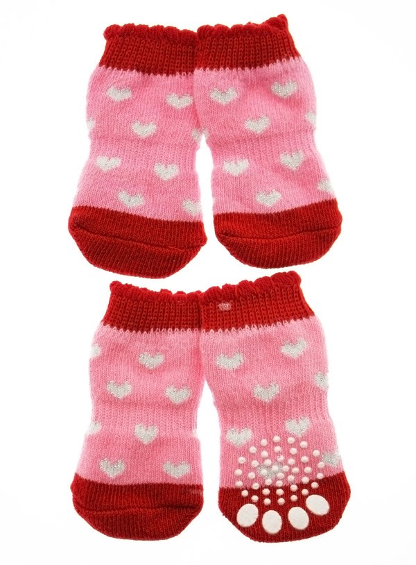 Glitter Hearts - Hundstrumpor med Antiglid