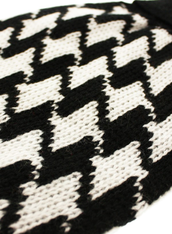 Houndstooth Svart/vit - Stickad Hundtröja