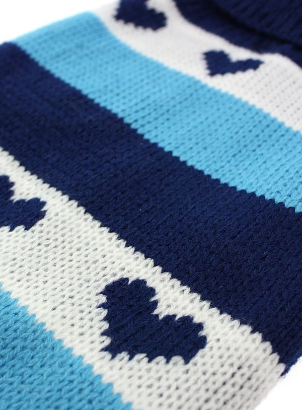 Blue Hearts Striped Sweater - Stickad Hundtröja