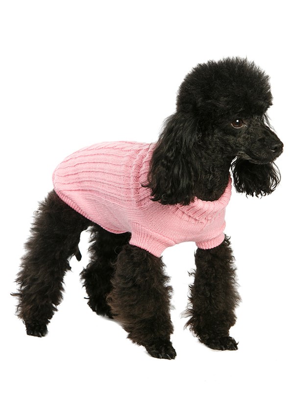 Rosa Kabelstickad Hundtröja