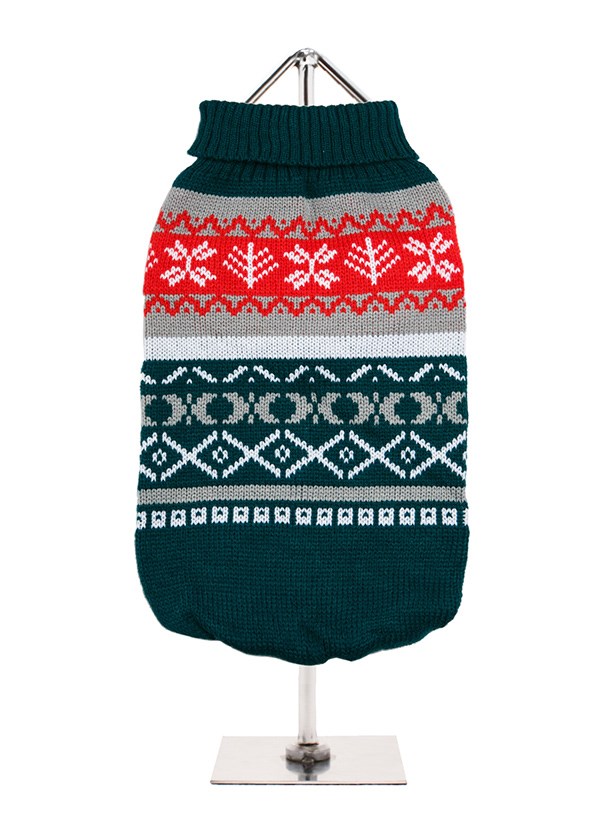 Green Fair Isle Vintage - Stickad Hundtröja