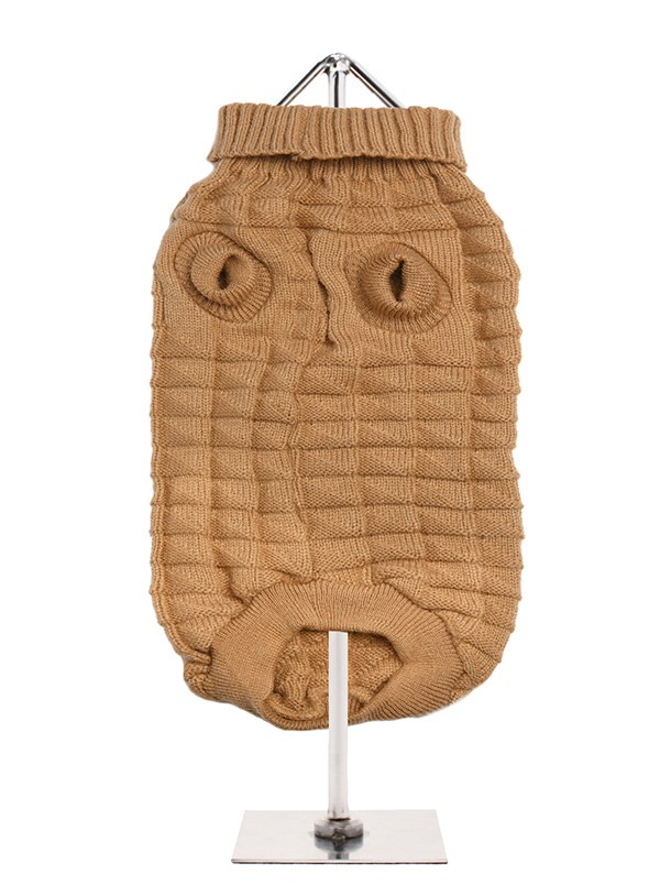 Brown Waffle Textured Stickad Hundtröja