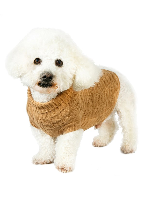 Brown Waffle Textured Stickad Hundtröja