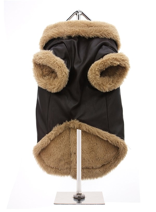 Brown Leather Flying Hundjacka - Small