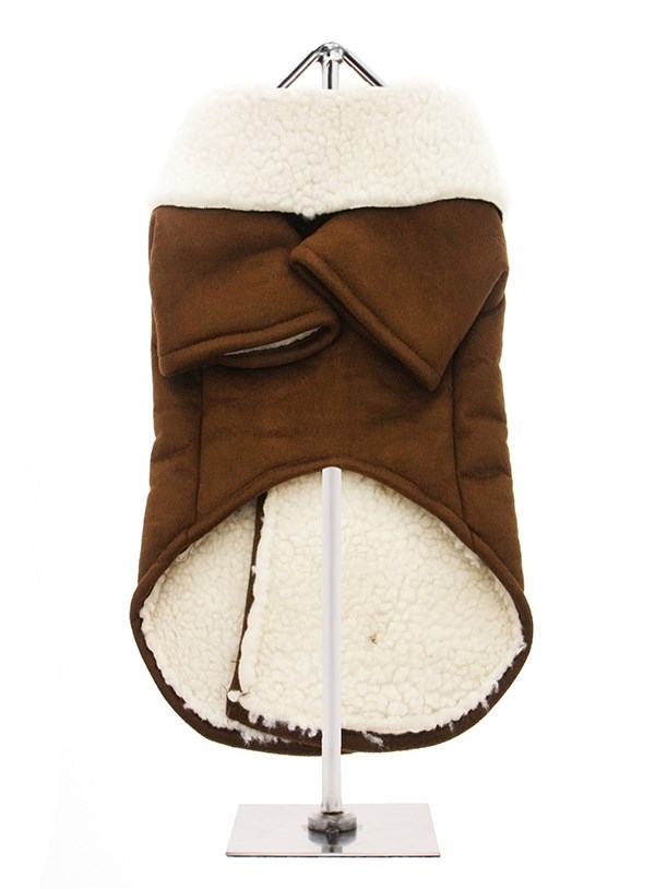Brown Shearling Aviator Hundjacka