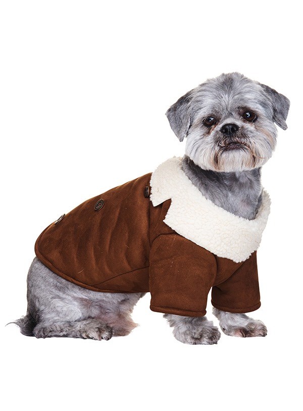 Brown Shearling Aviator Hundjacka