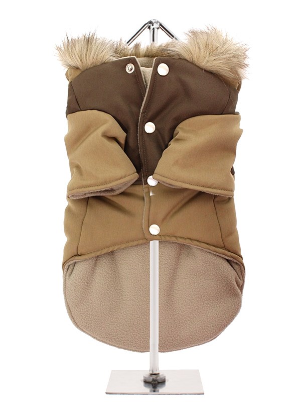 Faux Fur Brown Two-Tone Parka - Hundjacka