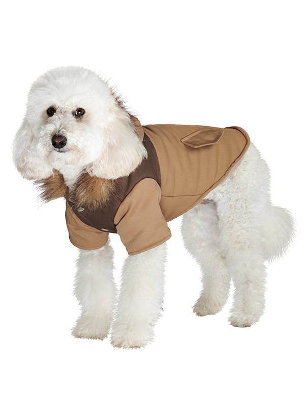 Faux Fur Brown Two-Tone Parka - Hundjacka