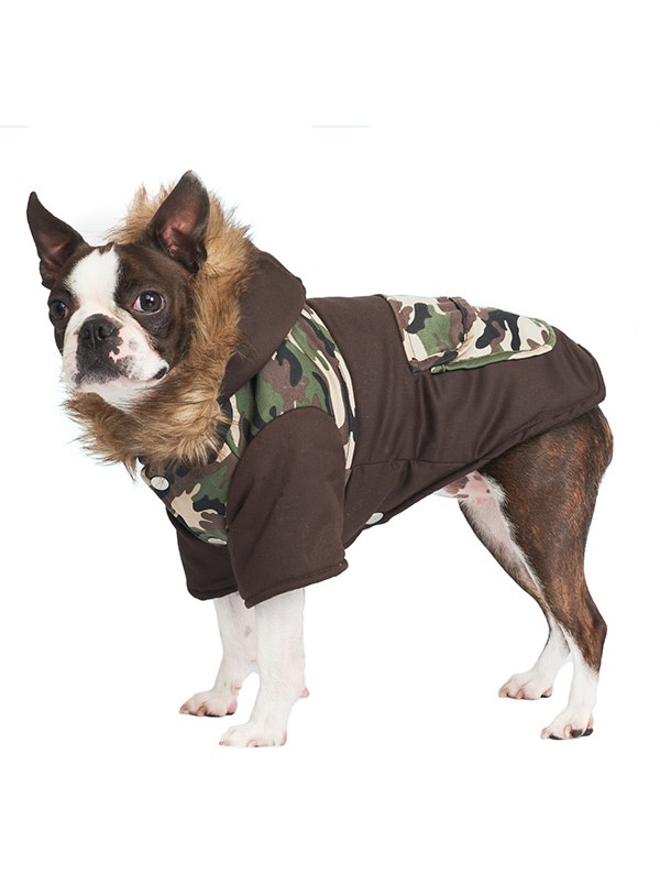 Two-Tone Camouflage Quilted Parka Hundjacka