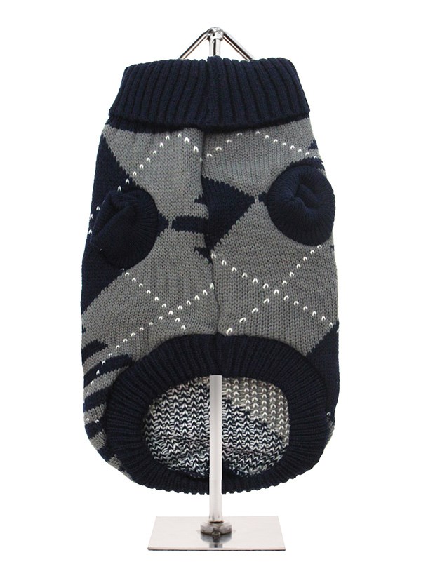 Blå/grå Diamond Sweater - Stickad hundtröja