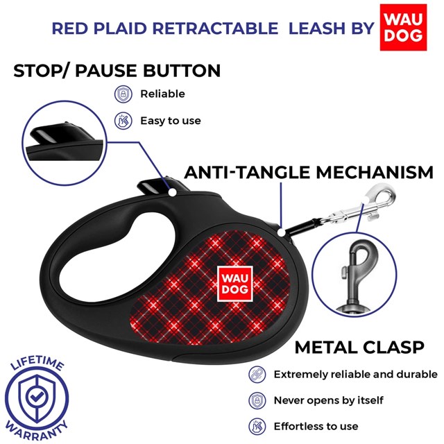WAUDOG Rullkoppel - Plaid Röd