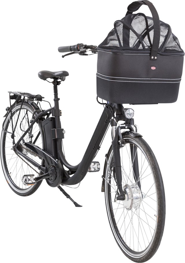 Cykelkorg front med nät och regnskydd Svart