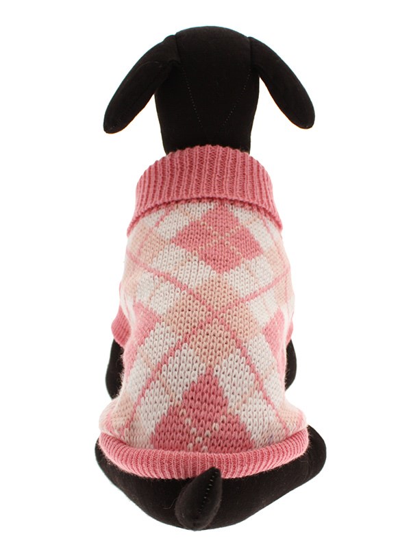 Pink Argyle - Stickad Hundtröja