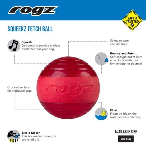 Rogz Squeekz Röd Flytande Boll med pip