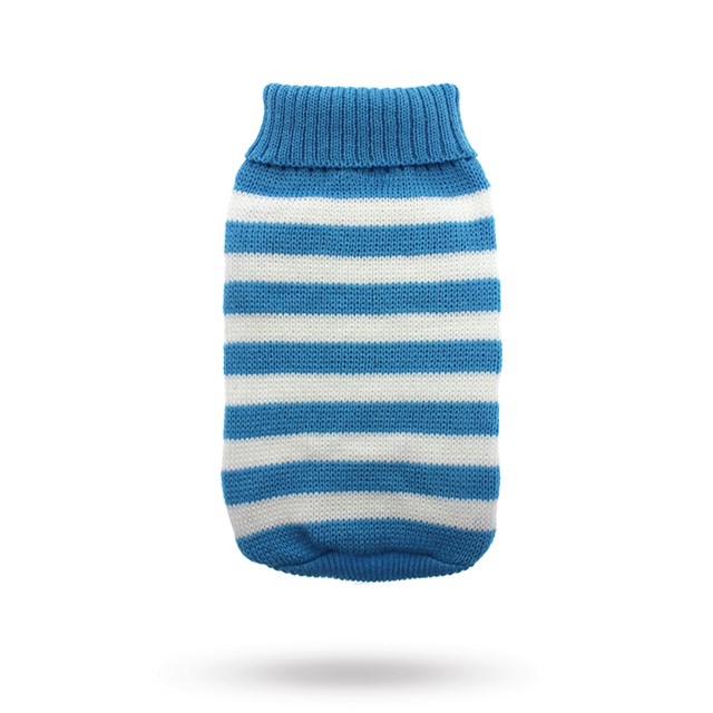 Blue & White Candy Stripe Sweater - Stickad hundtröja