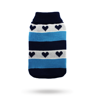 Blue Hearts Striped Sweater - Stickad Hundtröja