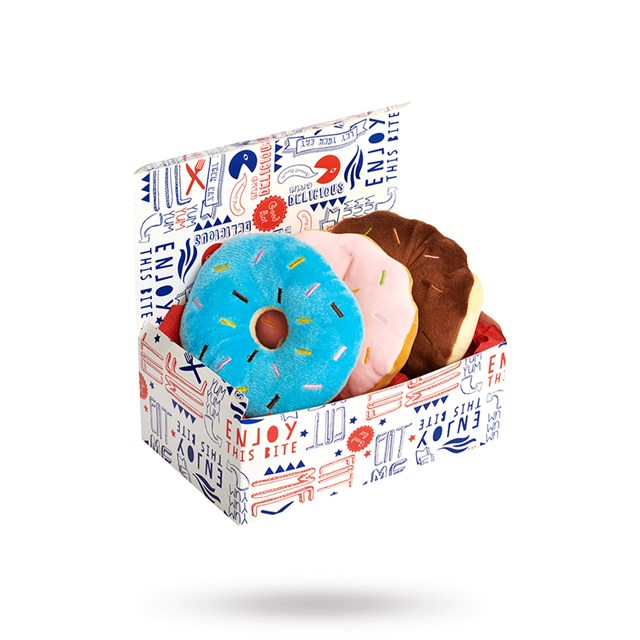 Box of Donuts 3 x Plush & Squeaky Hundleksak