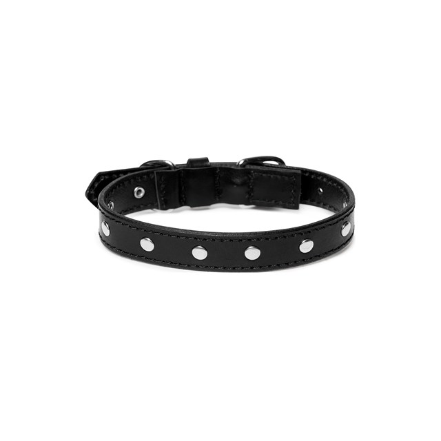 RIVET Black Silver - Läder Hundhalsband