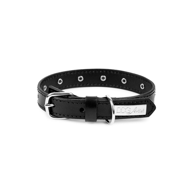 RIVET Black Silver - Läder Hundhalsband