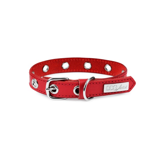ROCK Red - Läder Hundhalsband