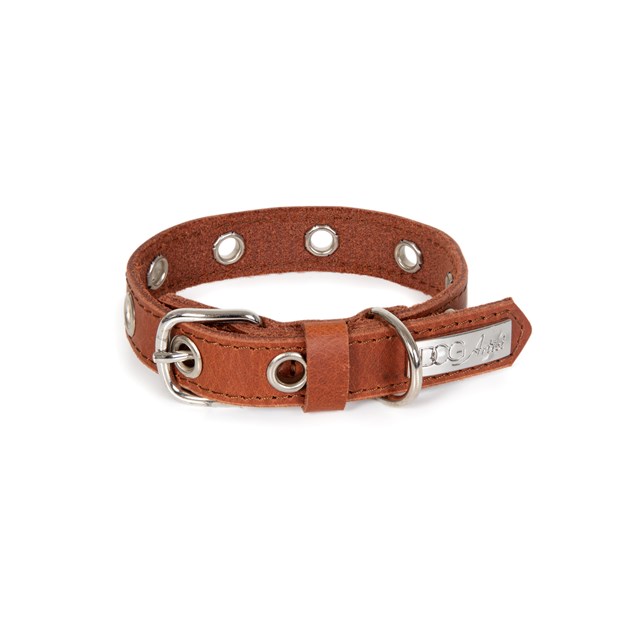 ROCK Brown - Läder Hundhalsband