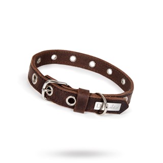 Rock Dark Brown - Läder Hundhalsband