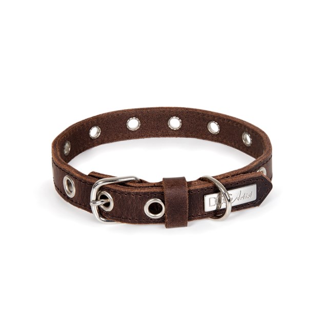 ROCK Dark Brown - Läder Hundhalsband