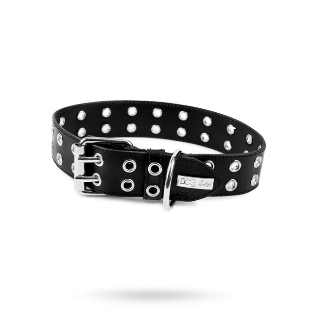 ROCK Black - Läder Hundhalsband