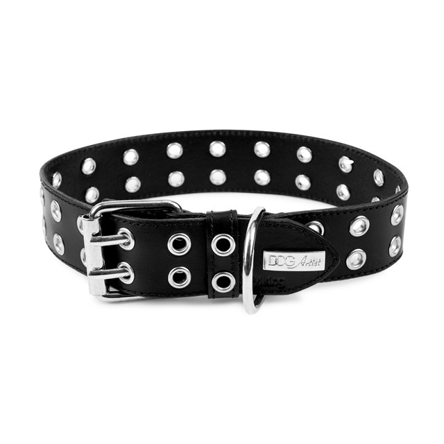 ROCK Black - Läder Hundhalsband