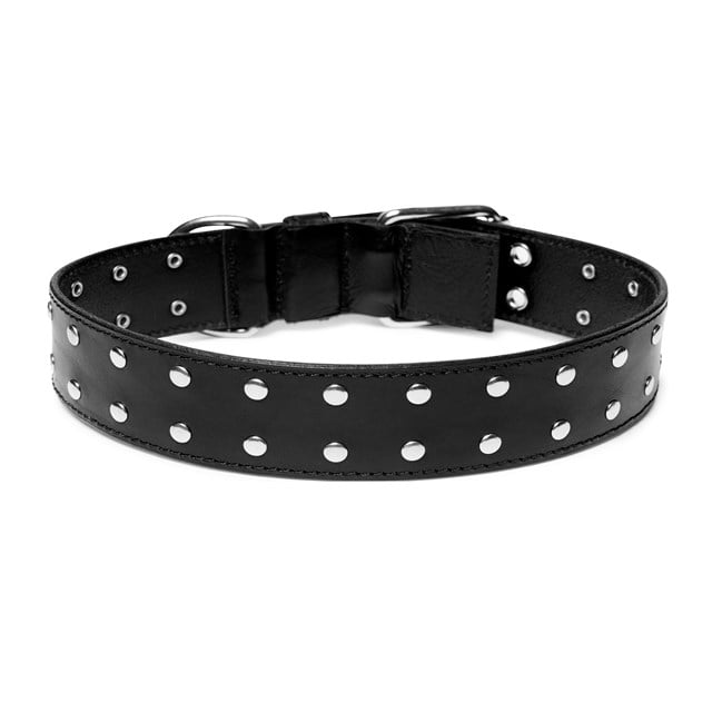 RIVET Black Silver - Läder Hundhalsband