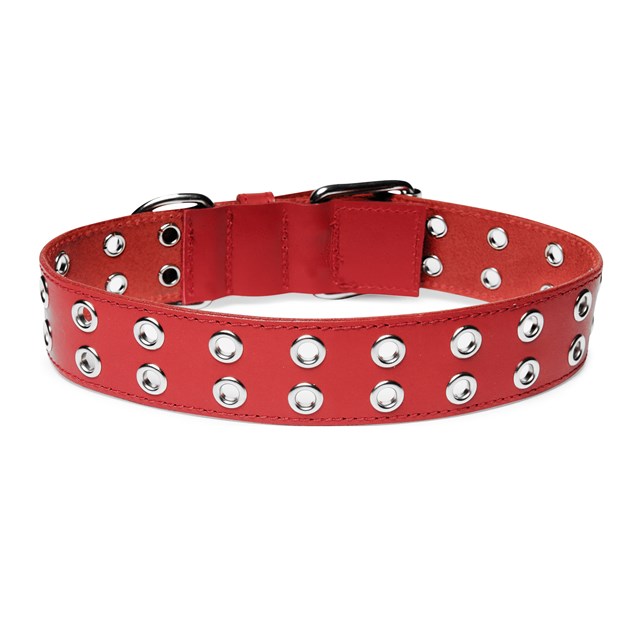 ROCK Red - Läder Hundhalsband