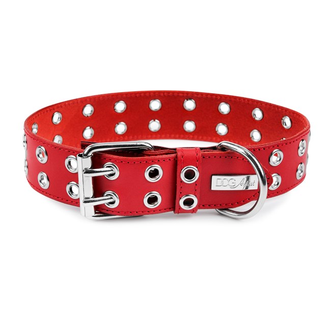 ROCK Red - Läder Hundhalsband