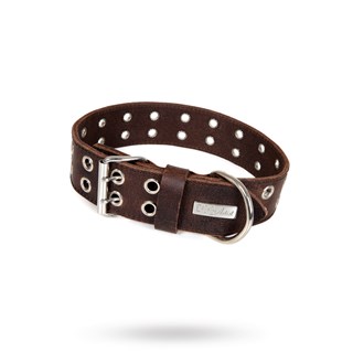 Rock Dark Brown - Läder Hundhalsband