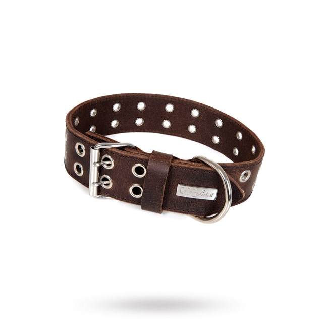 ROCK Dark Brown - Läder Hundhalsband