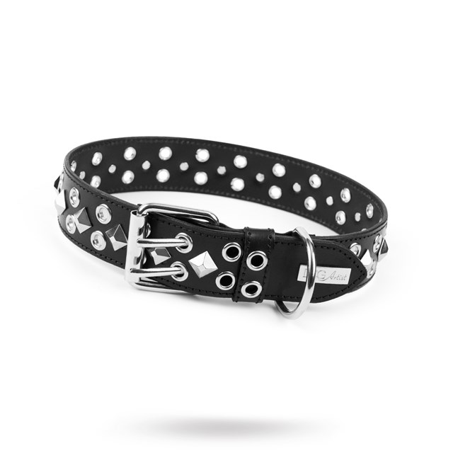 MAGIC Black - Läder Hundhalsband