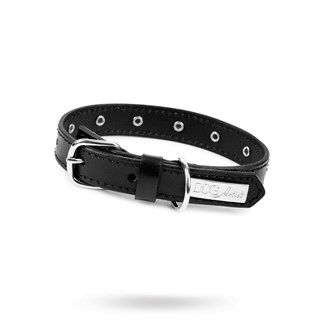 Rivet Black Silver - Läder Hundhalsband