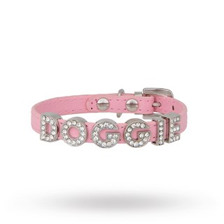 Personligt Hundhalsband Glitter Rosa