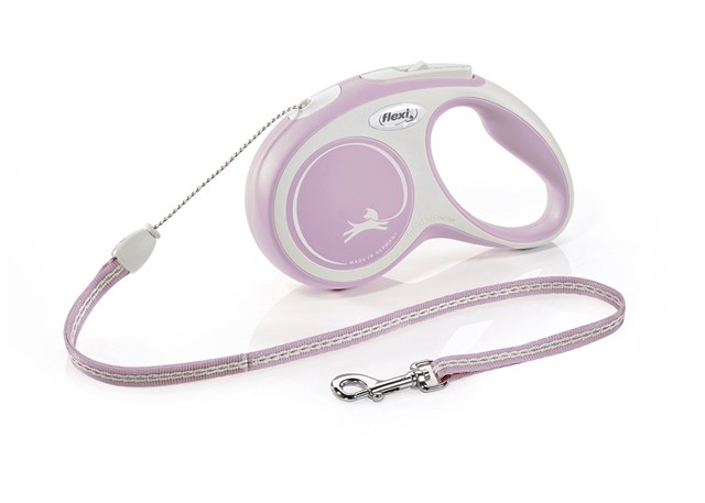 Flexi New Comfort Koppel Med Snöre 8 m - Rosa