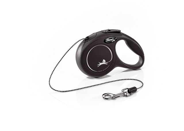Flexi New Classic Koppel Med Snöre 3 m - Svart