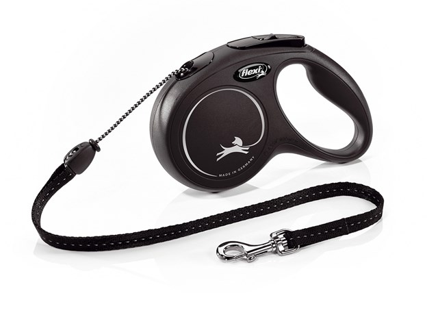 Flexi New Classic Koppel Med Snöre 5 m - Svart
