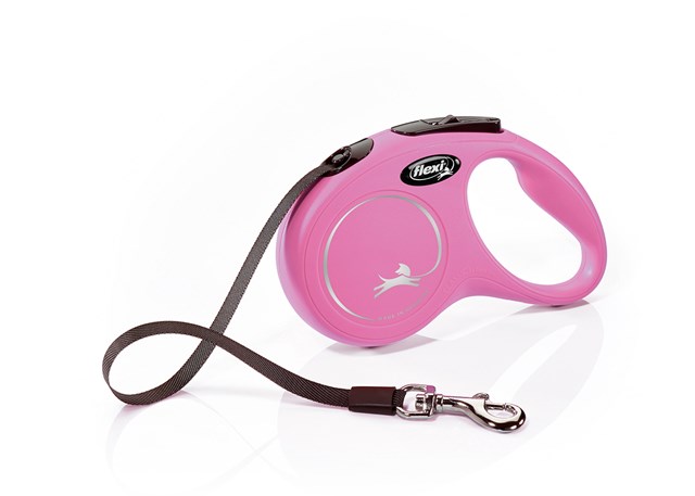 Flexi New Classic Koppel Med Band 5 m - Rosa