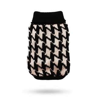 Houndstooth Svart/vit - Stickad Hundtröja