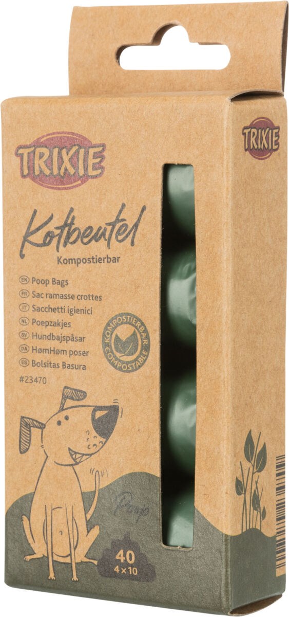 Komposterbara Bajspåsar 4 rullar x 10 st - Skogsgrön