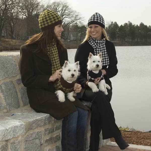 ESC Oxford Houndstooth Hat and Scarf Matchande Set - Grön/Brun