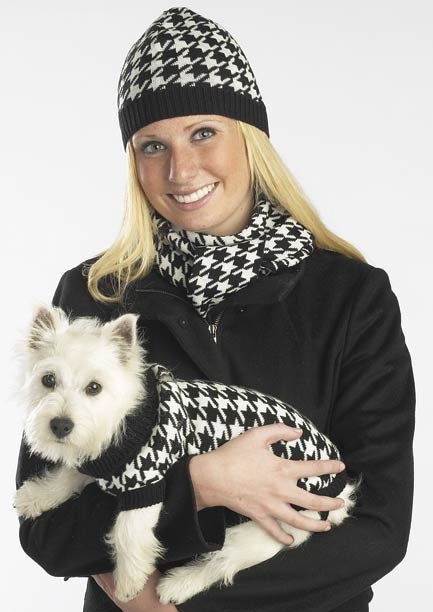 ESC Oxford Houndstooth Hat and Scarf Matchande Set - Grön/Brun