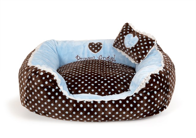 Soft Velour Polka Dimple Bed - Blue - Medium