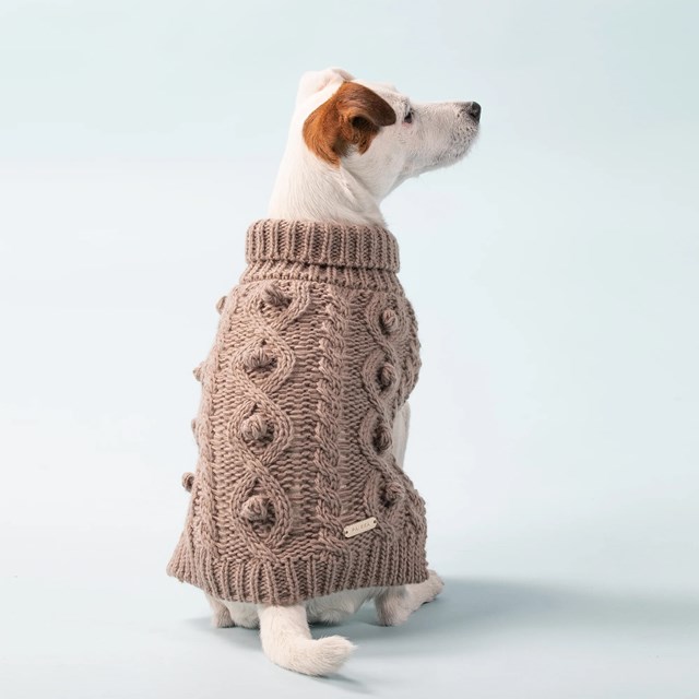 PAIKKA Handmade Knit Taupe - Stickad hundtröja