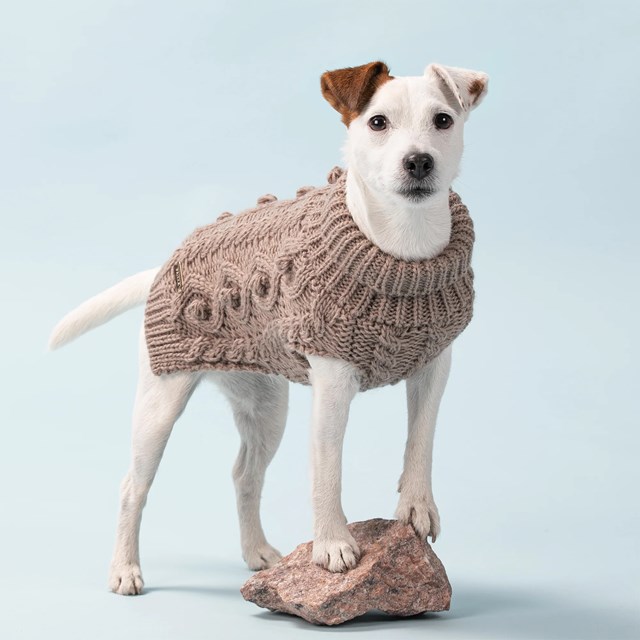 PAIKKA Handmade Knit Taupe - Stickad hundtröja