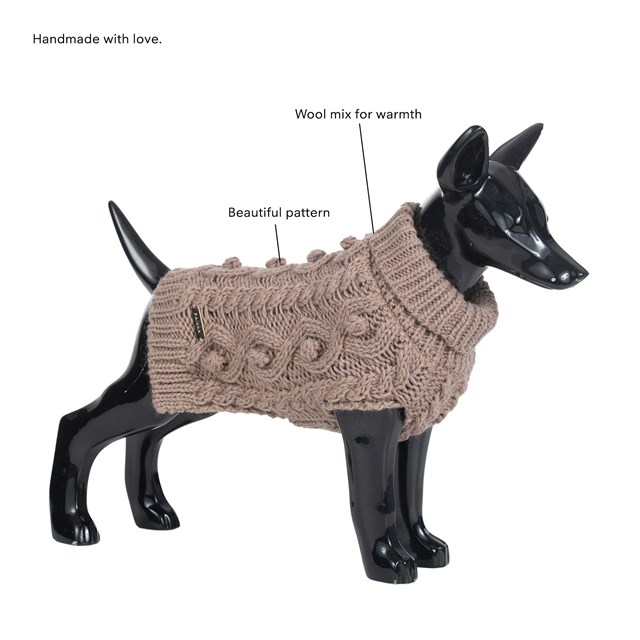 PAIKKA Handmade Knit Taupe - Stickad hundtröja